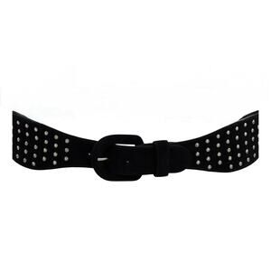 Yves Saint Laurent RARE VTG‎ YSL Black Suede Studded Gem Belt 2816 Designer S